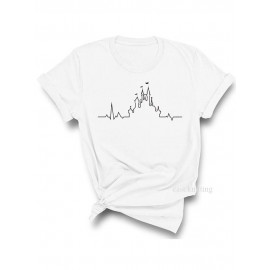 Women's T-Shirt O Neck Short Sleeve Print Casual Top