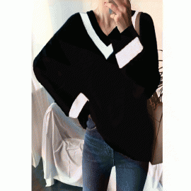 Women's Sweater V Neck Long Sleeve Simple Loose Sweater