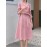 Women's A-line Dress Solid Color Long Sleeve Drawstring Waist Graceful Midi Dress