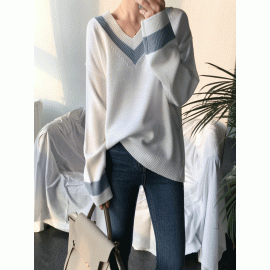 Women's Sweater V Neck Long Sleeve Simple Loose Sweater